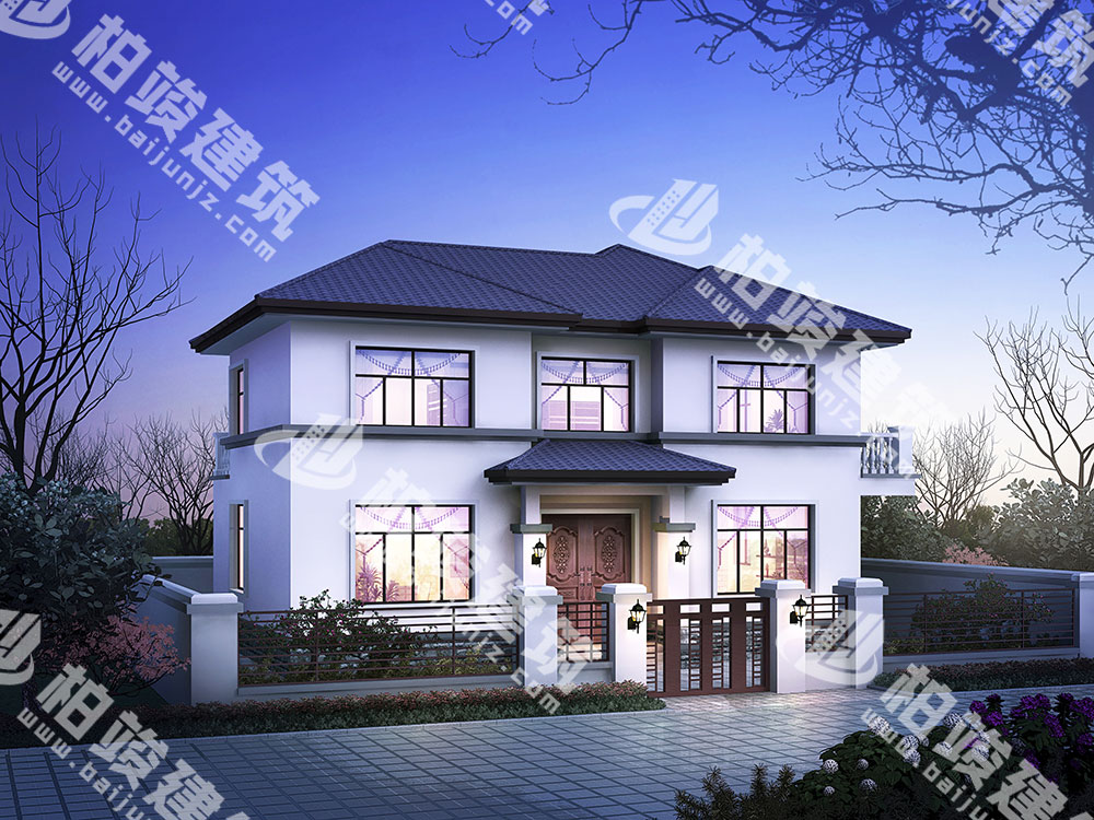 二层现代风格自建房设计图，框架结构，大气设计