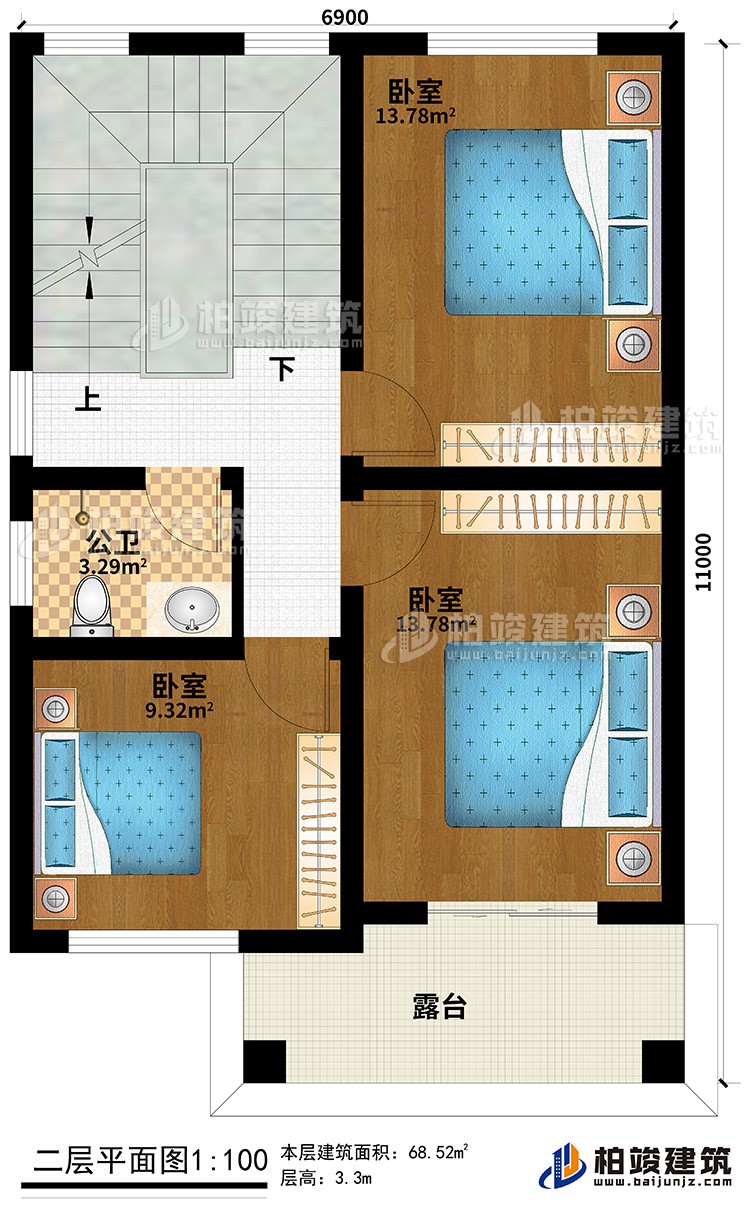 欧式三层楼房设计图，三层新农村楼房图纸BZ353-简欧风格