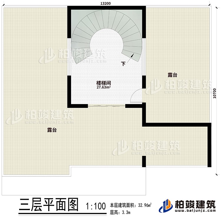 楼顶：楼梯间、2露台