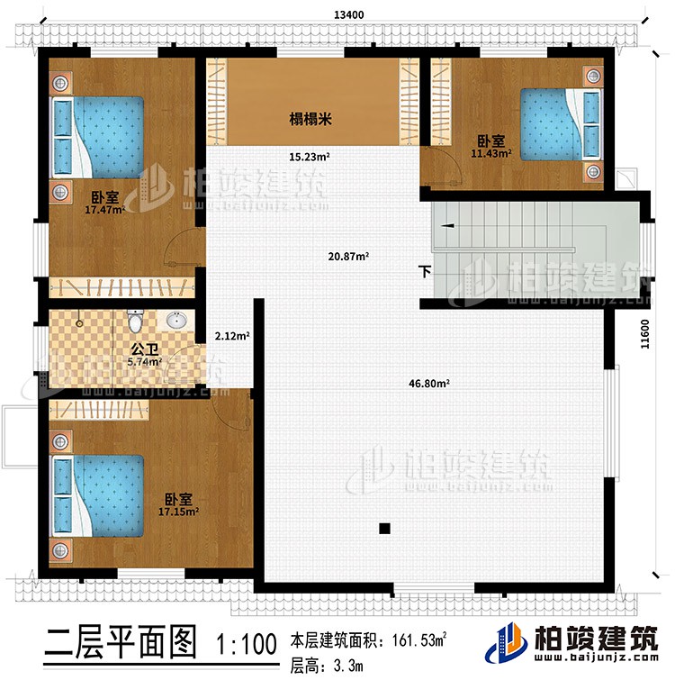 阁楼：榻榻米、3卧室、公卫