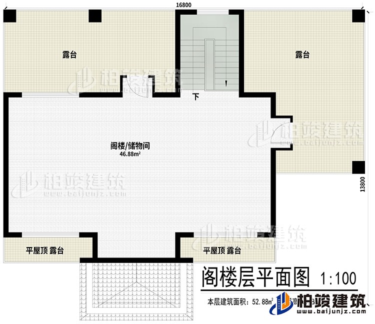 阁楼：阁楼/储物间、2平屋顶露台、2露台